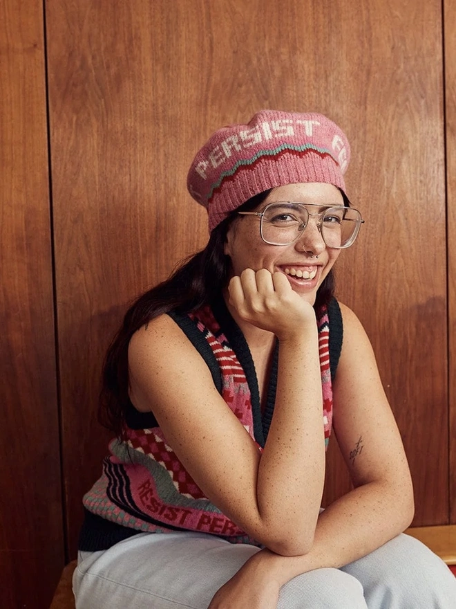 "Resist, Persist, Feminist" Patchwork Beret