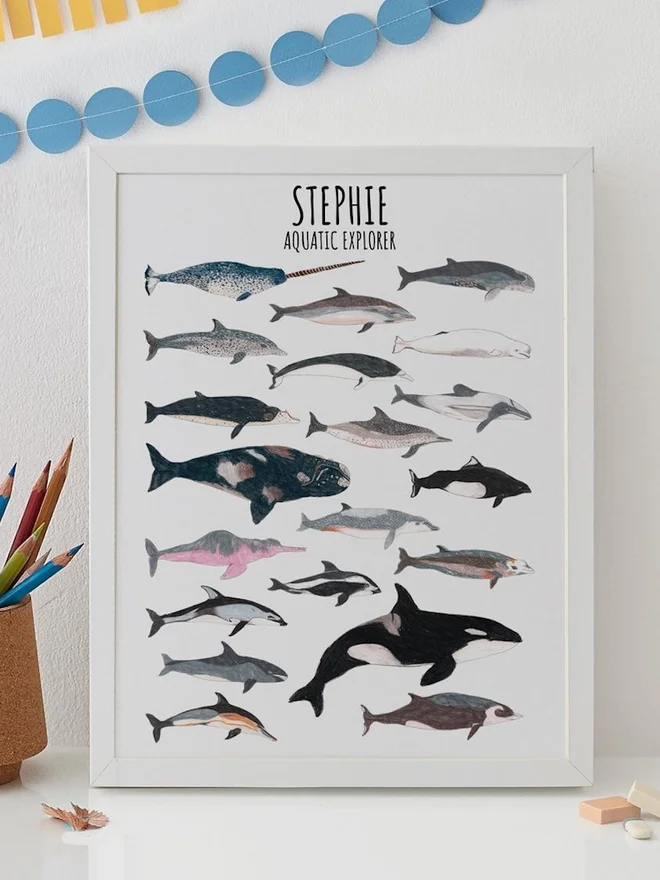 Personalised Whales And Dolphin Print