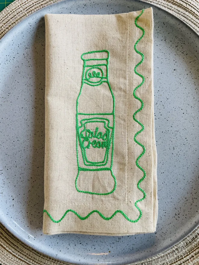 Individual Embroidered Food Condiment Napkin