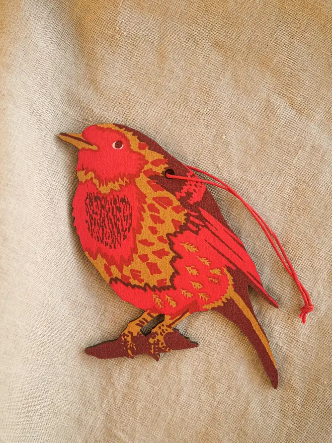  robin bird wooden ornament