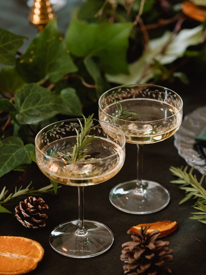 Silver Birch Design Crystal Champagne Coupes Set of 2