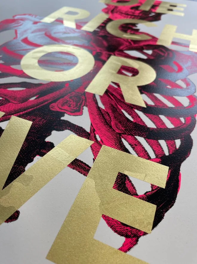 die rich live trying skeleton screen print