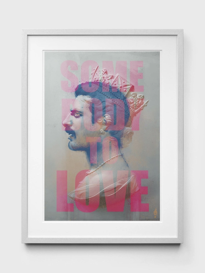 Freddie Mercury Somebody to Love Art Print - White Frame