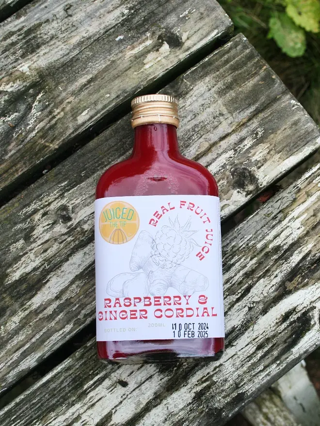 raspberry ginger fruit cordial juice bottle