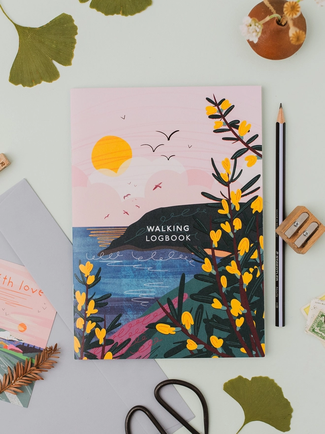 Walking logbook coastal path cover hiking journal outdoor nature gift. walking logbook, walking journal, hiking logbook, hiking journal, walk tracker, walking notebook, hiking notebook, rambling journal, countryside gift, outdoor gift, gift for walkers, dog walking journal, nature lover gift
