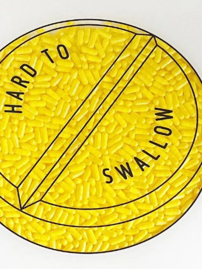 Hard To Swallow - Yellow Framed Artwork