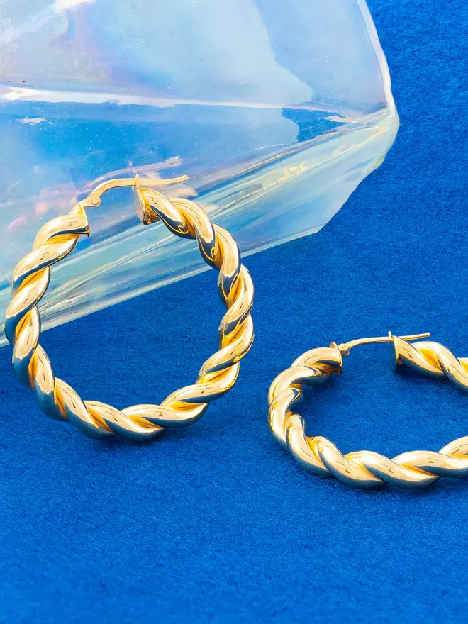 Thick Gold Spiral Hoop Earrings