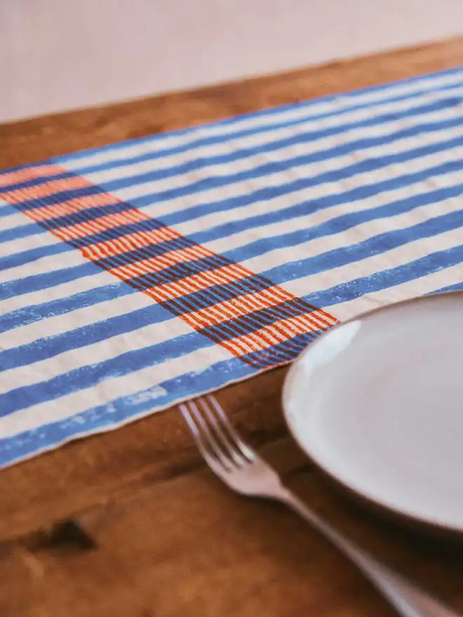 Blue Striped Table Runner