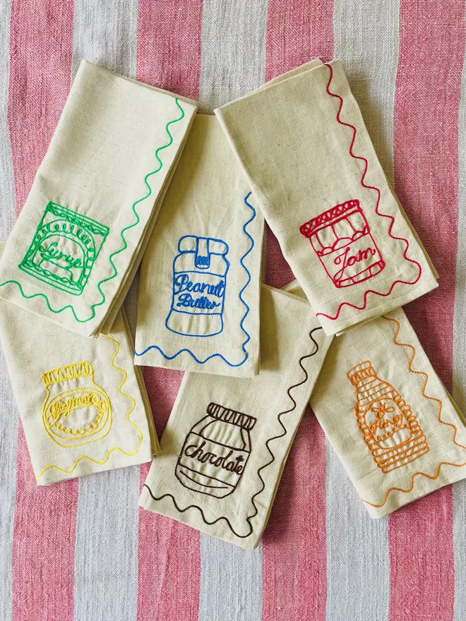 Personalised Individual Embroidered Sauce Napkins