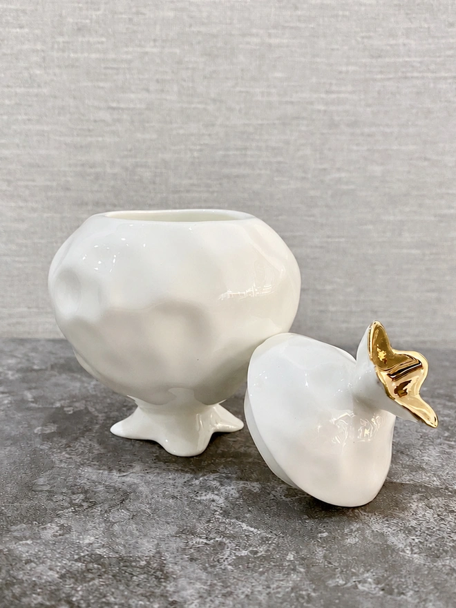 Porcelain Sugar Bowl With Gold