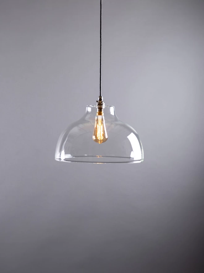 Large Handblown Clear Glass Pendant Light 