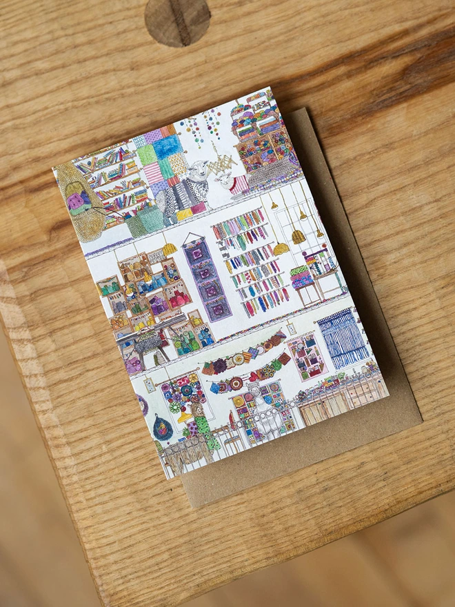 Yarn Hand drawn watercolour knitters card