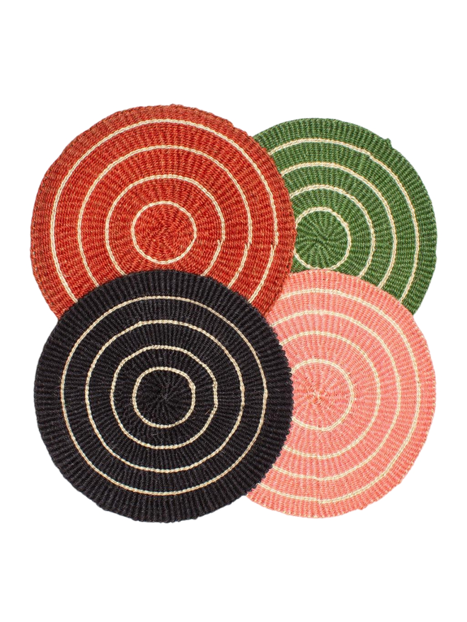 Handwoven Sisal Circle Placemat 'Charcoal and Natural'