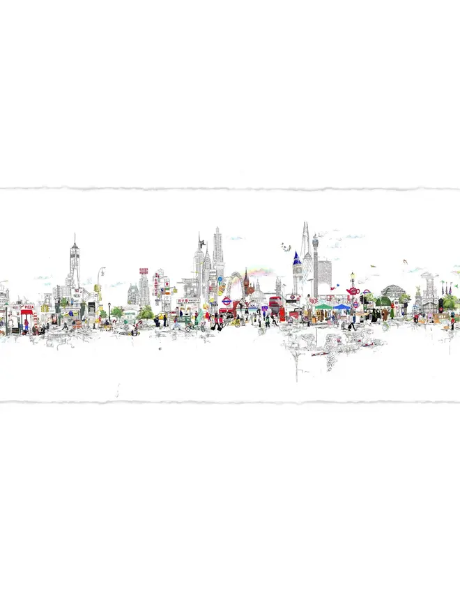 London To New York Panoramic View 2022 Print