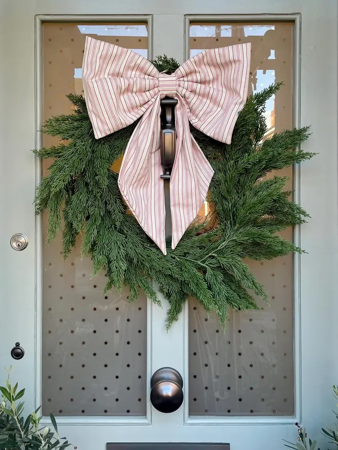 Large Pink And Beige Cotton Fabric Bow