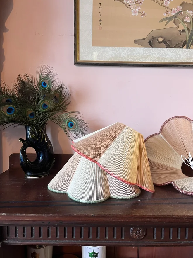 String Petal Flower Lampshade Moss Green Trim