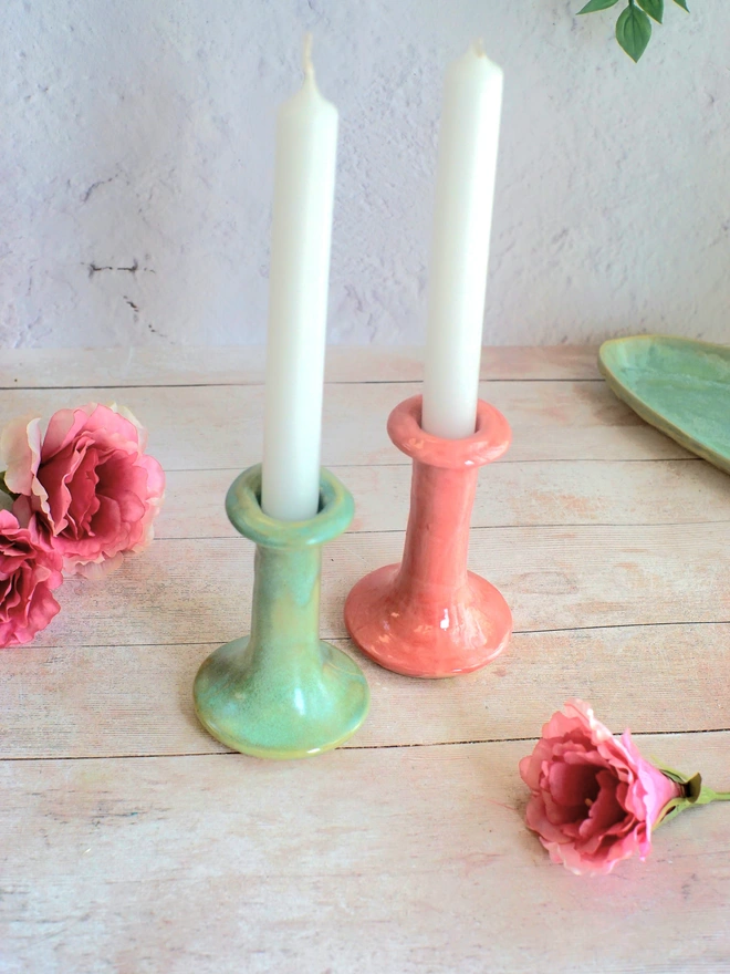 ceramic candlestick holder, candlestick, ceramic candle holder, candle gift, Jenny Hopps pottery