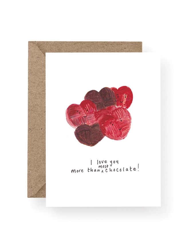 I Love you more than most chocolate foil chocolate hearts Valentine Day Card