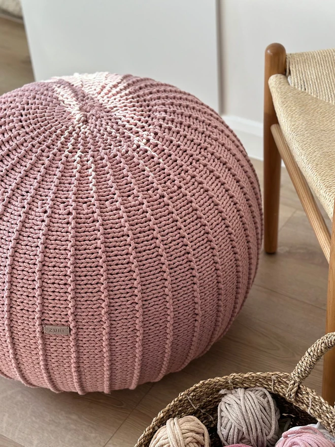 powder pink pouffe ottoman footstool