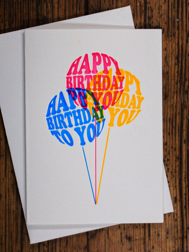 Happy Birthday Balloons Letterpress Card
