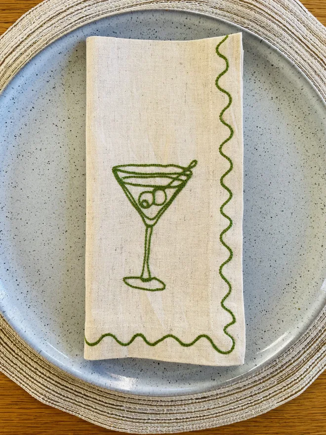 Embroidered Couples Personalised Cocktail Napkins (Set Of 2)