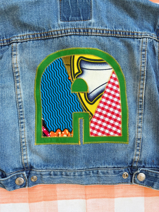 Monogrammed upcycled denim jacket