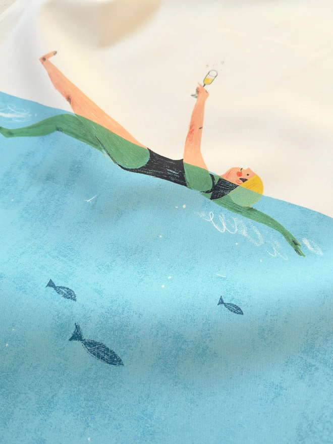 Swim & Fizz Tea Towel Close Up