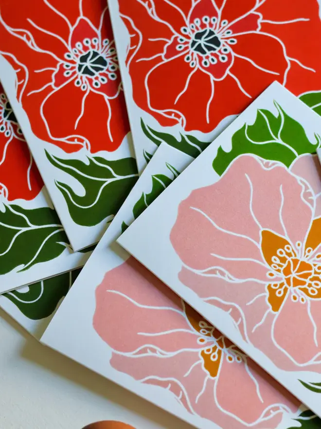 wild poppies notecards set of 8 blank thank you cards and envelopes