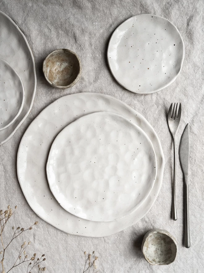 White Flecked Stoneware Plates