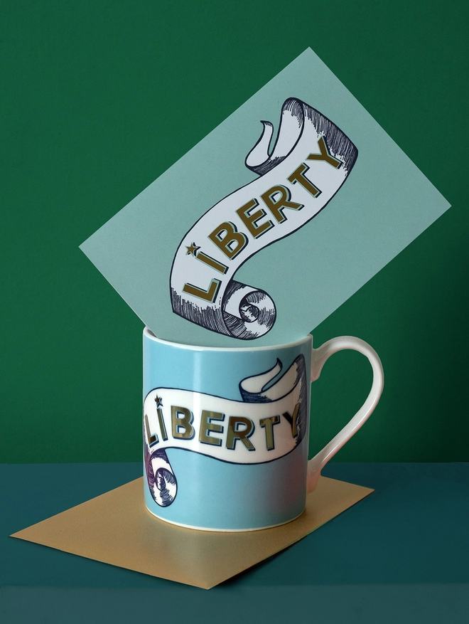 Liberty mug with card