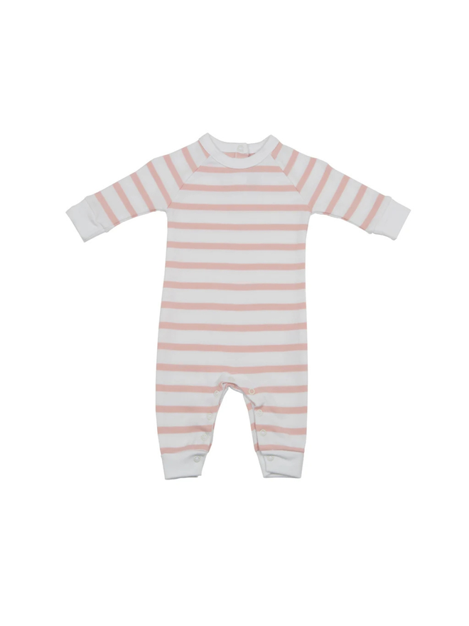 pink breton stripe baby onesie