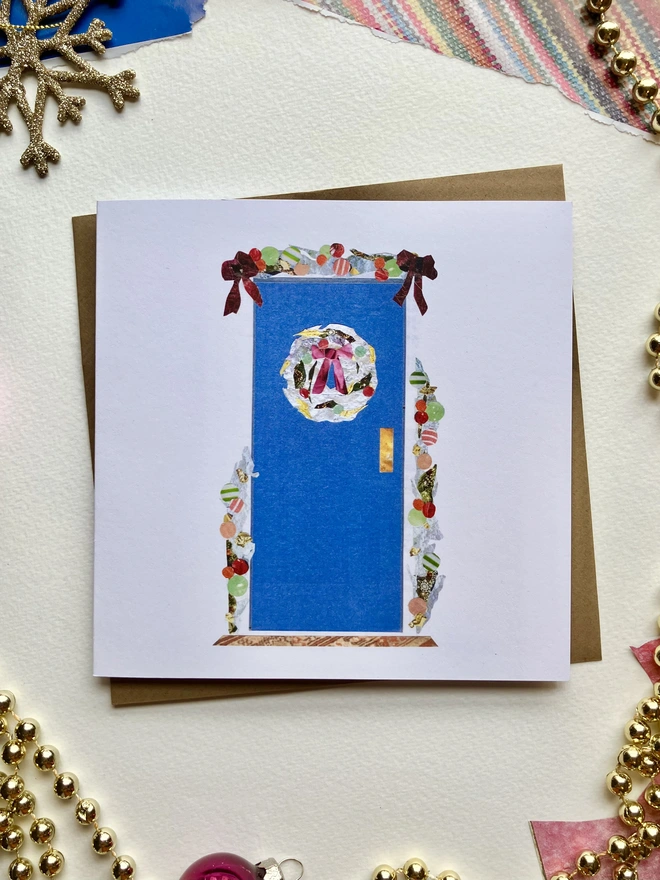 blue door christmas card