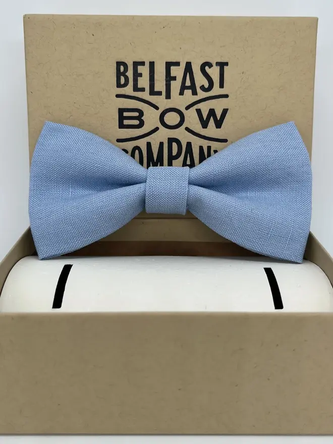 light blue irish linen bow tie