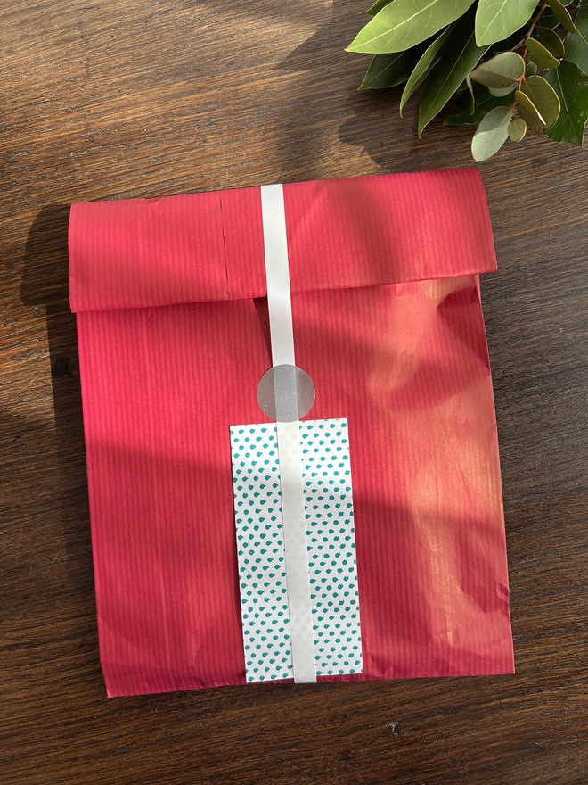 Optional Gift Wrap Red Paper with Ribbon
