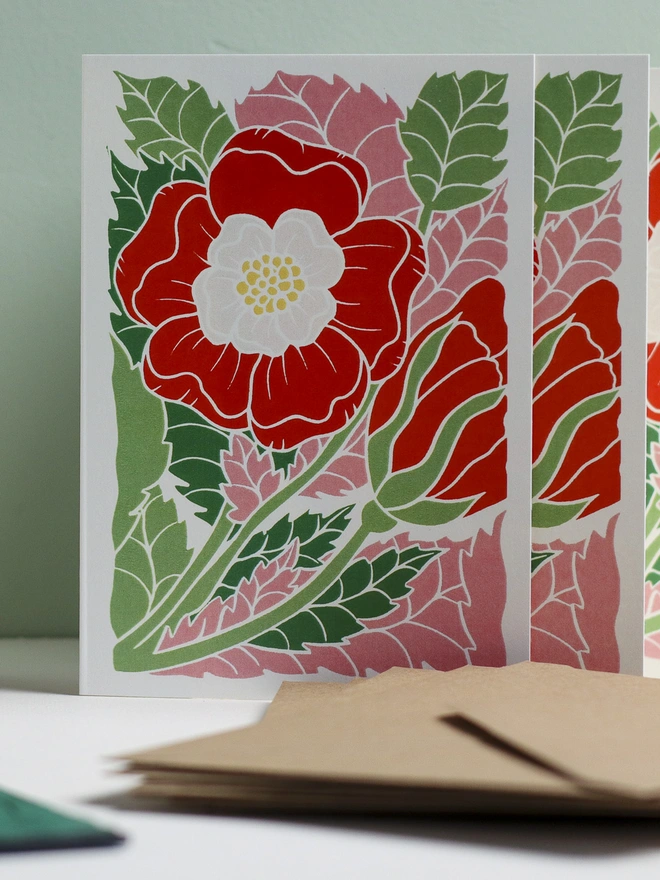 national flower of England, the Tudor rose, reimagined and carefully printed on to high quality notecards