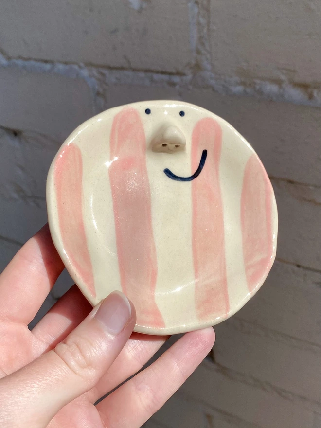 Blush stripe trinket tray