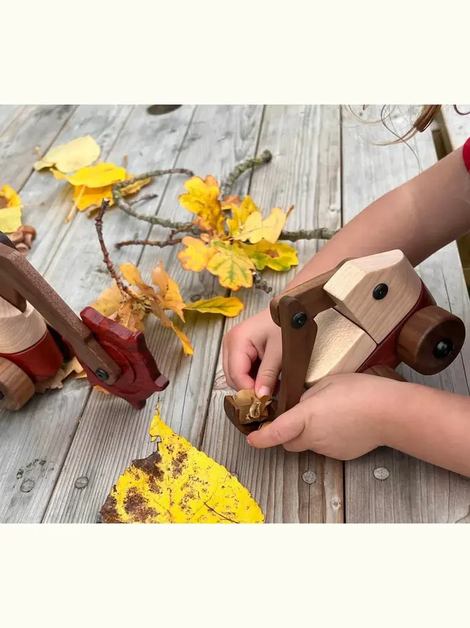 Walnut & Padauk Excavator Wood Heirloom Toy
