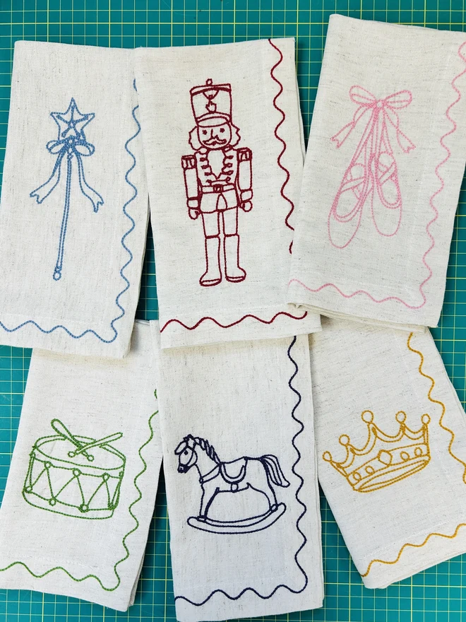 Embroidered Nutcracker Napkins (Set of 6)