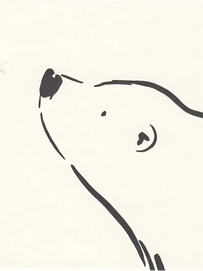 Letterpress Printed Polar Bear & Star. Black print on white background. 