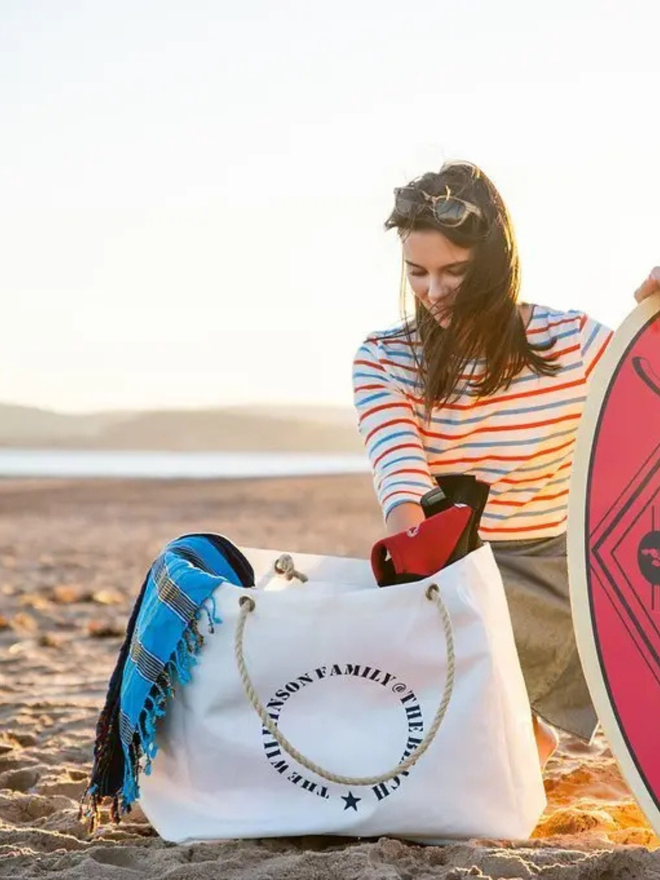 personalised family beach bag