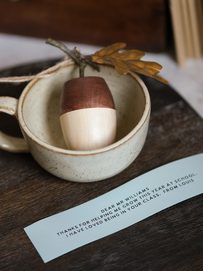 Thanks for helping me grow wooden acorn teacher gift