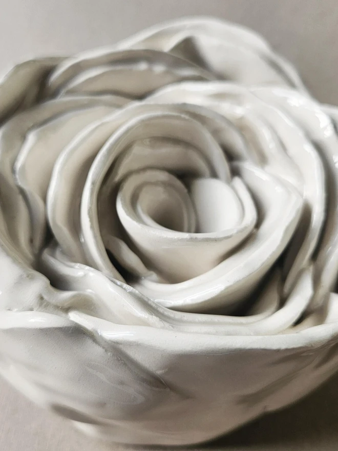 white ceramic rose flower for wall pottery art gift ideas anniversary wedding 
