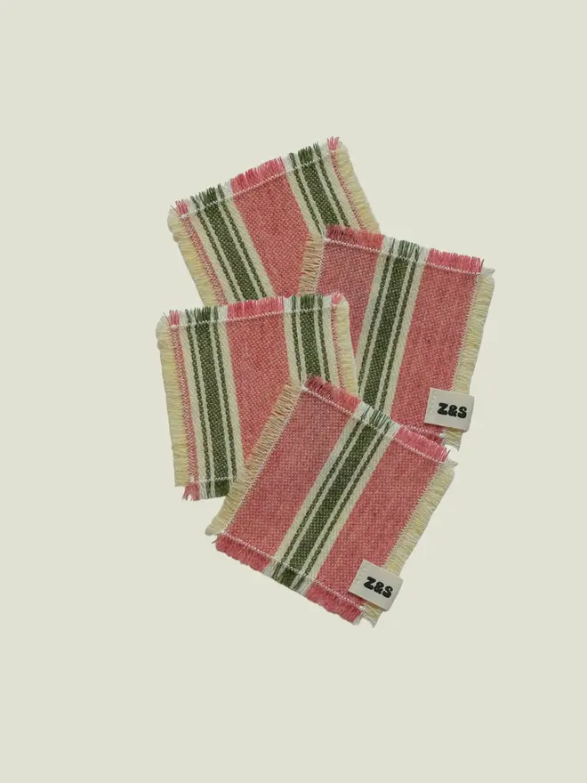 Pink Sherbet Coasters. A set of four coasters.