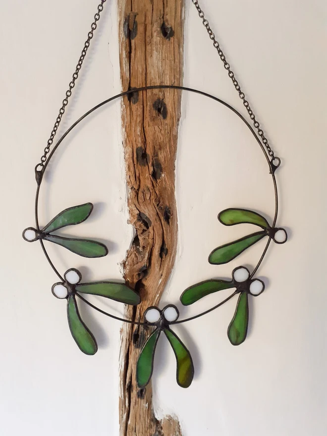 Stained Glass Mistletoe Wreath
