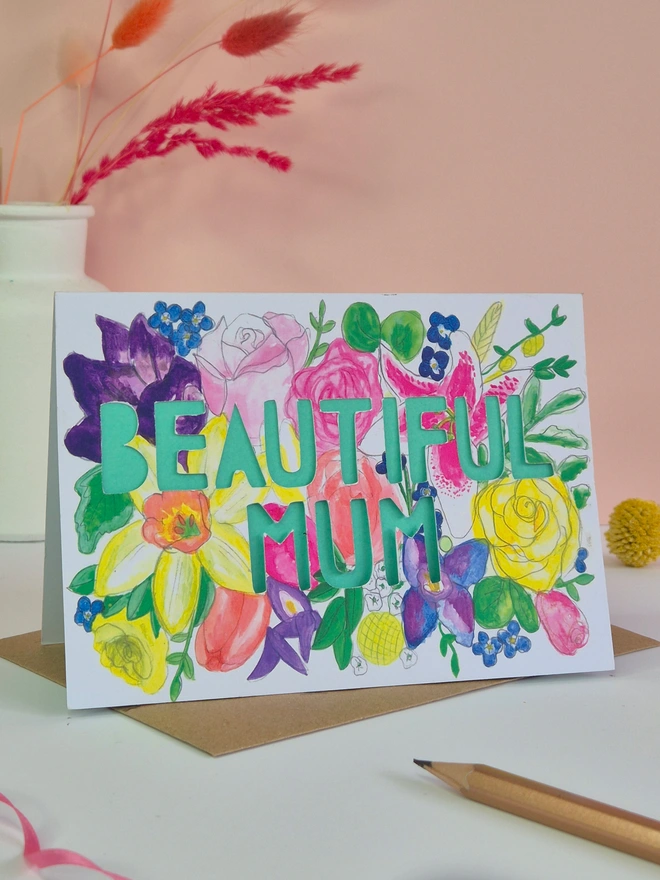 Beautiful Mum Paper Cut Card 
