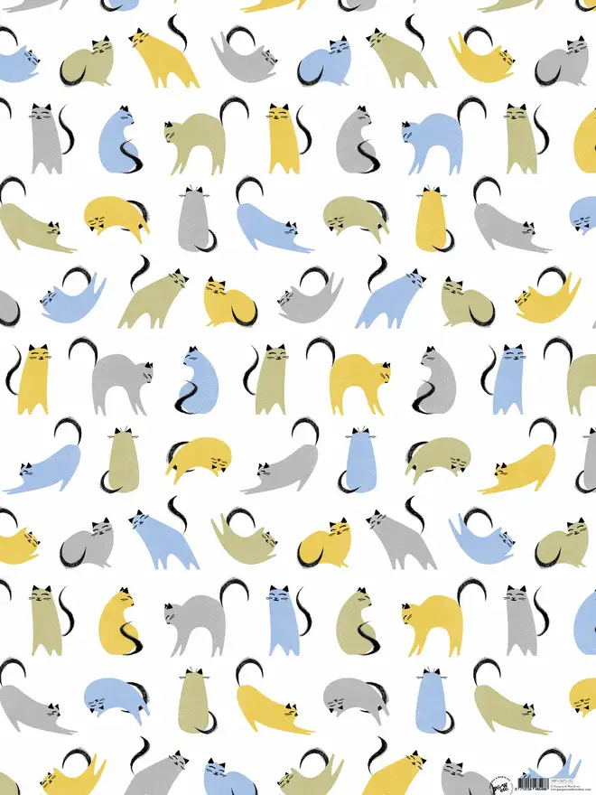 Multi Colour Cats Gift Wrap