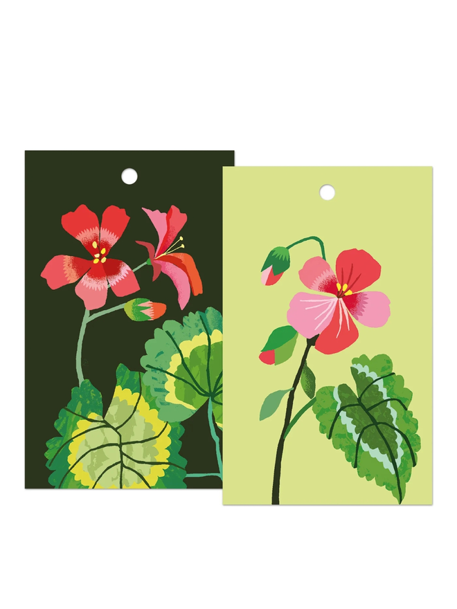 illustrated geranium gift tags