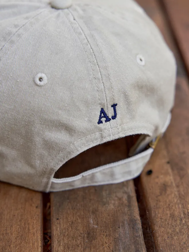 Personalised cap Vintage Canvas Sand - Back Embroidery