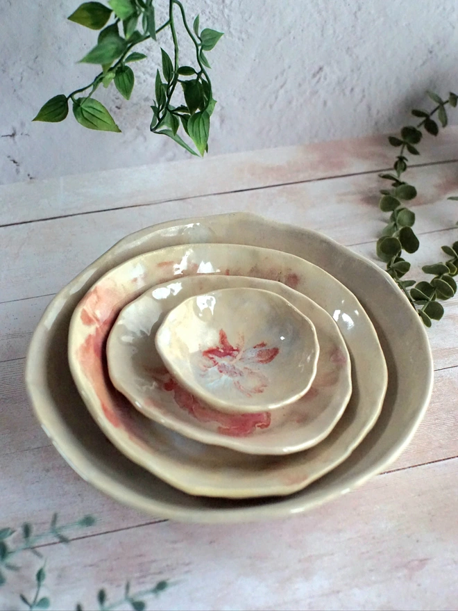 ceramic nesting bowls, ceramic bowls, nesting bowls, serving bowls, Jenny Hopps Pottery