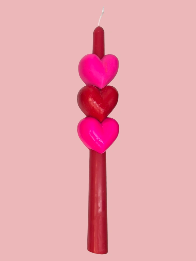 RED/PUNK PINK LOVE STACK CANDLE 